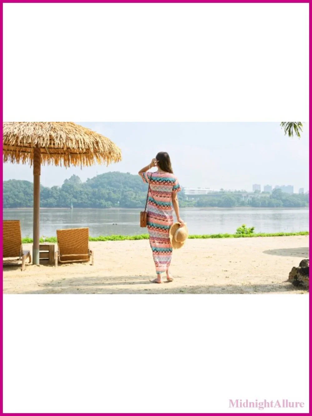 Women's Summer Short Sleeve Maxi Dress with Pockets V-Neck Flowy Vacation Beach